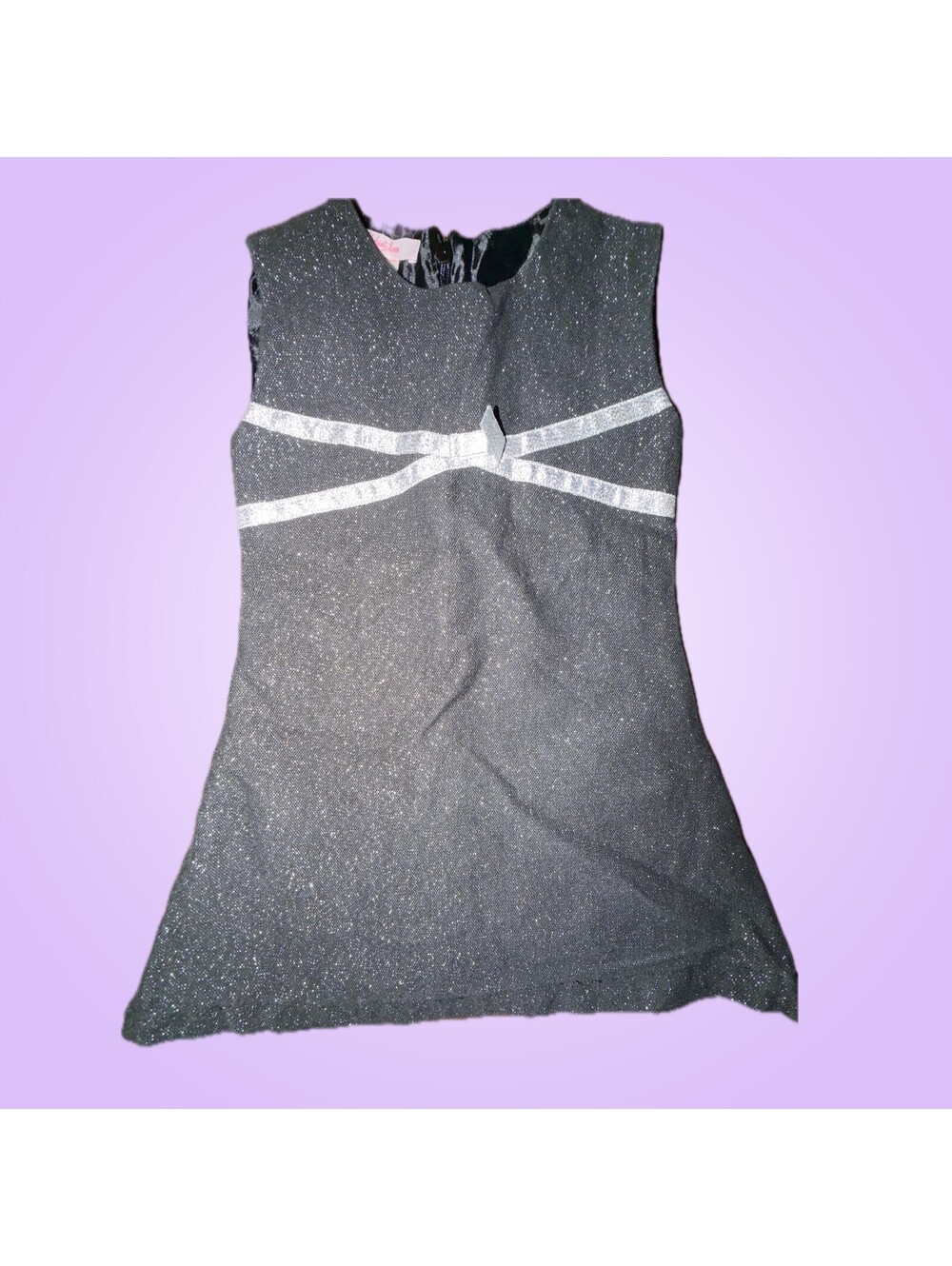 L’Infant Love Girls 18M Black and Silver Sparkle Sleeveless Party Dress